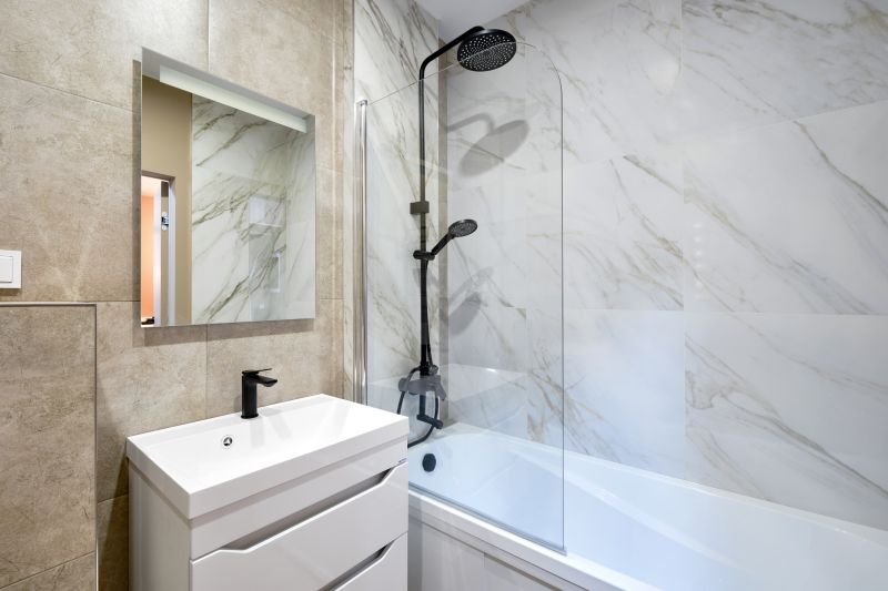 Marble Tile Accents and Modern Fixtures